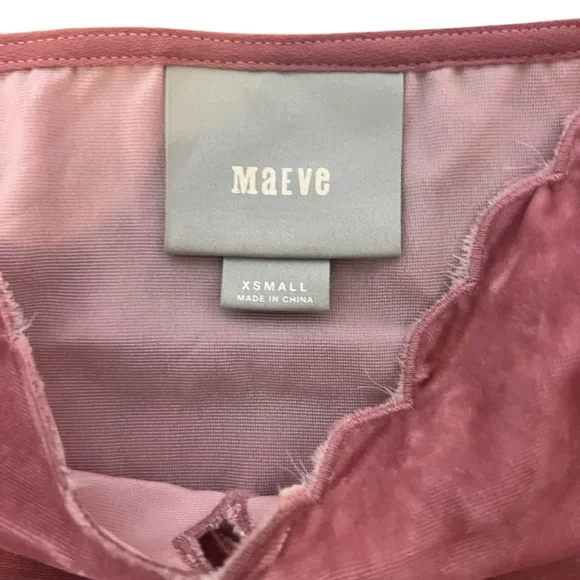 Maeve Anthropologie Pink Scalloped Velvet Cami Top Shirt Blouse XS - Picture 2 of 9